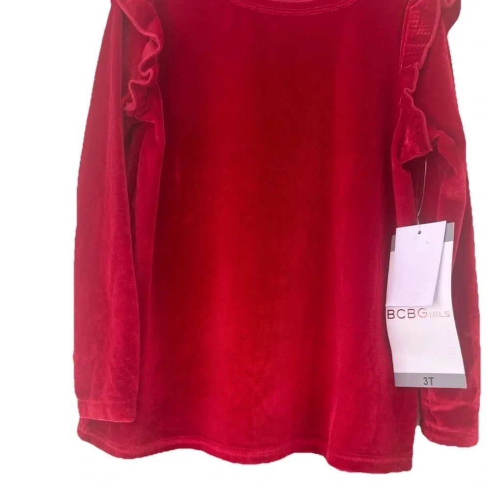 BCBG Girls' Red Velvet 2 Piece outfit Leggings Velvet Set Outfit Pick Size